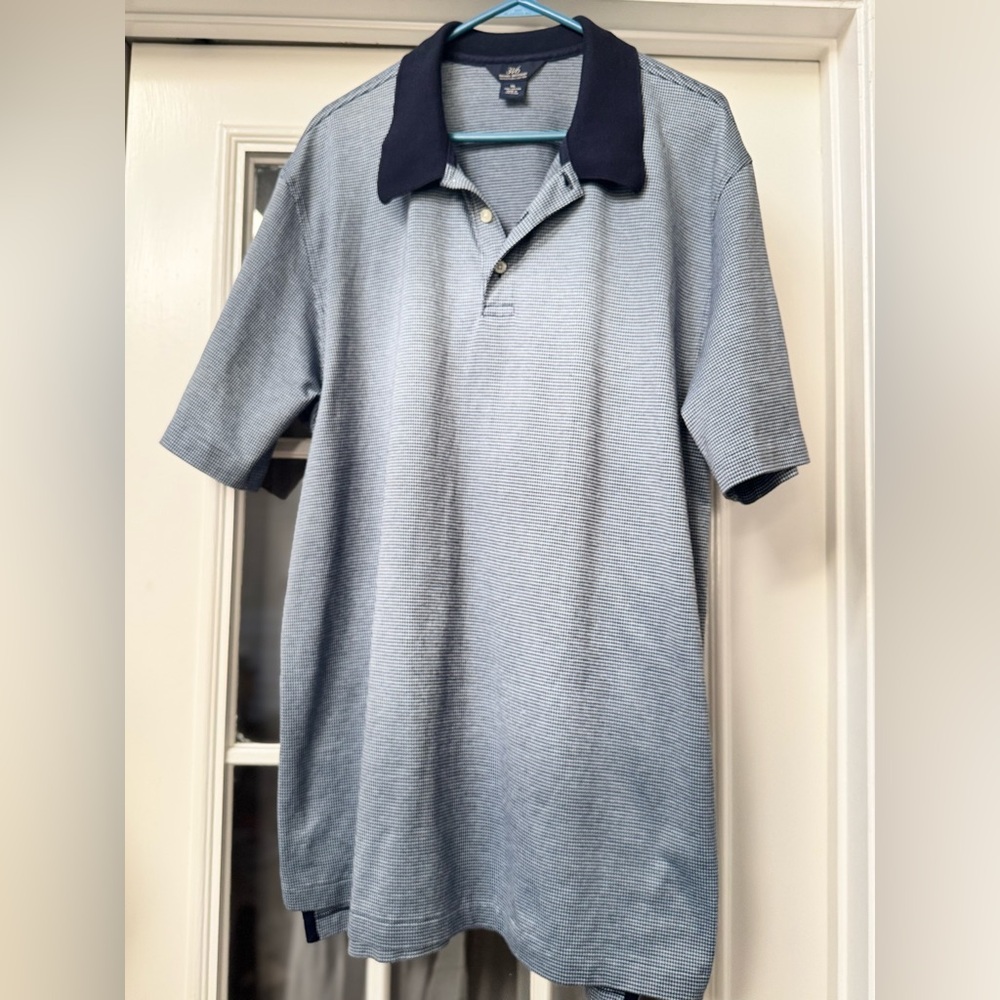 Brooks Brothers 346 Cotton Polo Shirt XXL Blue Micro Check Collared